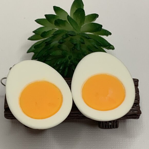 Egg Earring, Easter Egg Earring, Funny Food Earring, Cooking Earring, Chef - Picture 1 of 6